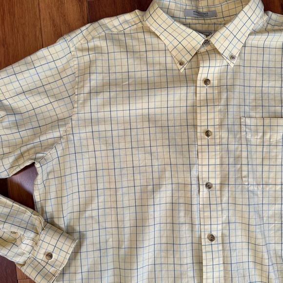 L.L. Bean | Men's yellow & blue plaid button down shirt size XL - Picture 4 of 6